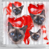 Siamese Cat On Red Print Shower Curtains