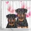 Rottweiler On White Print Shower Curtains