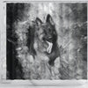 German Shepherd Black And White Print Shower Curtains