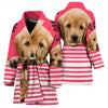 Cute Golden Retriever Dog Print Women's Bath Robe