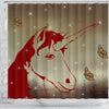 Amazing Red Unicorn Print Shower Curtain