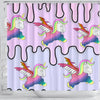 Happy Unicorn Print Shower Curtain