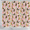 Cute Yorkie Floral Print Shower Curtains