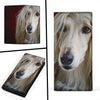 Afghan Hound On Red Print Women's Leather Wallet