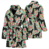 FlatCoated Retriever Dog Floral Print Women's Bath Robe