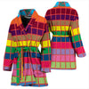 Multicolor Square Print Women's Bath Robe