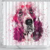 Basset Hound Dog Painting Print Shower Curtains