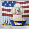 [AI Generated] Poodle with a bowl from New York Print Shower Curtains