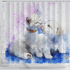 Cute Cat And Dog Love Watercolor Art Print Shower Curtains