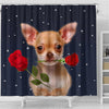 Chihuahua Dog With Rose Print Shower Curtain