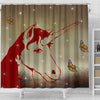 Amazing Red Unicorn Print Shower Curtain