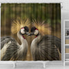 Grey Crowned Crane Bird Print Shower Curtains