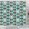 Boxer Dog Faces Print Shower Curtain