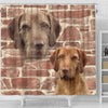 Wirehaired Vizsla On Wall Print Shower Curtains