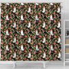 Beagle Dog Floral Print Shower Curtains