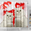 Persian Cat On Red Print Shower Curtains