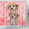 Cavapoo On Pink Print Shower Curtains