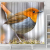 Japanese Robin Bird Print Shower Curtains