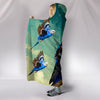 Blue Budgie Parrot Print Hooded Blanket