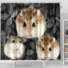 Roborovski Hamster On Black Print Shower Curtains