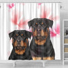 Rottweiler On White Print Shower Curtains