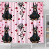 Doberman Pinscher With Rose Print Shower Curtain