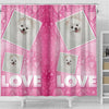 Pomeranian Dog Love Print Shower Curtain