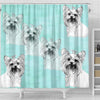 Yorkie Dog Sketch Print Shower Curtain