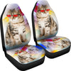 Siberian Cat With Red Glasses Print Car Seat Covers