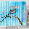 Blue Budgie Parrot (Common Parakeet) Print Shower Curtains