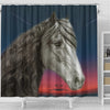 Amazing Friesian horse Print Shower Curtain