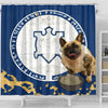 [AI Generated] French Bulldog with a bowl from Massachusetts Shower Curtains