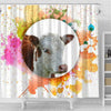 Colorful Hereford Cattle (Cow) Print Shower Curtain