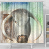 English Longhorn Cattle (Cow) Print Shower Curtain