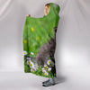 American Shorthair Cat Floral Print Hooded Blanket