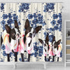 Boston Terrier Floral Print Shower Curtain