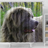 Grey Newfoundland Dog Print Shower Curtain