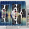 Cute Border Collie Dog Print Shower Curtain