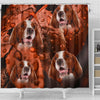 Cute Irish Red and White Setter Print Shower Curtains