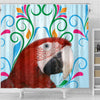 Redandgreen macaw Parrot Print Shower Curtain