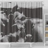 Black&White Brown Swiss cattle (Cow) Print Shower Curtain