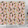 Cute Yorkie Floral Print Shower Curtains