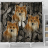 Icelandic Sheepdog On Black Print Shower Curtains