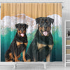 Cute Rottweiler Print Shower Curtains
