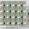 Poodle Dog Floral Print Shower Curtains