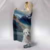 White Shepherd Print Hooded Blanket