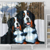 Bernese Mountain Dog Nature Print Shower Curtains