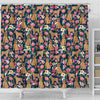 Brussels Griffon Dog Floral Print Shower Curtains