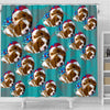 Cavalier King Charles Spaniel Dog On Heart Print Shower Curtains