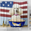 [AI Generated] Poodle with a bowl from New York Print Shower Curtains